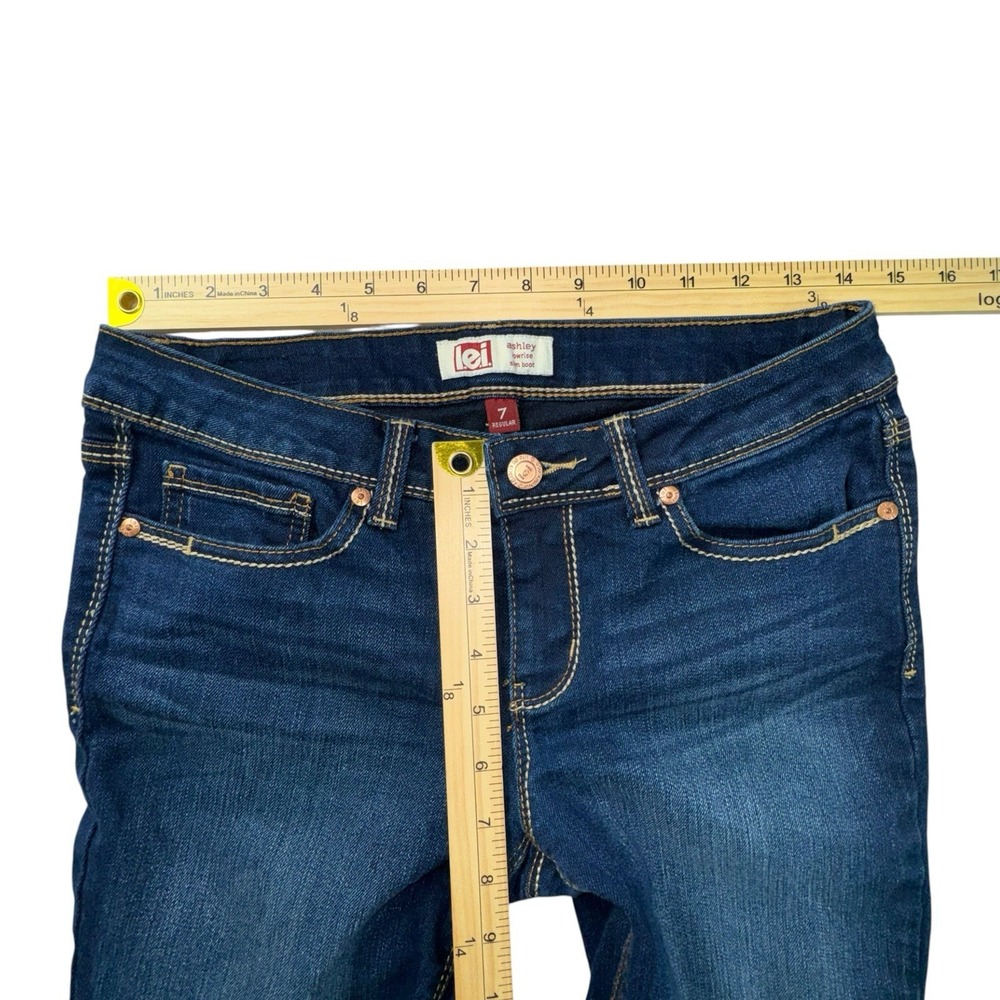 Lei Ashley Lowrise Slim Boot Jeans Flex Stone Wash Women 7 Reg Y2K - Picture 6 of 12